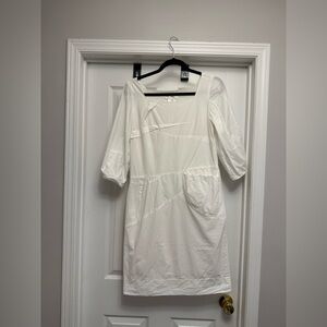 Chloe White Cotton Paneled Mini Dress Size Small